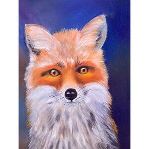 Red Fox Original Oil Painting 12x16 inches Wildlife Fine Art Portrait Hand Paint